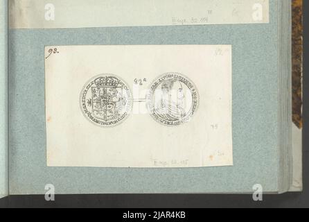 Das Bild der portugiesischen [] Kronmedaille von Zygmunt III Vasa, [nach 1587], in: Sammleralbum: Figuren polnischer Medaillen zum Werk von X.B. Albertrande: Polnische Geschichte mit Medaillen zertifiziert. Erstellt von Prinz Henryk Lubomirski 1822 1830 geordnet nach der Liste der polnischen Medaillen von Feliks Bentkowski 1832 (Pos. 79) unbekannt Stockfoto