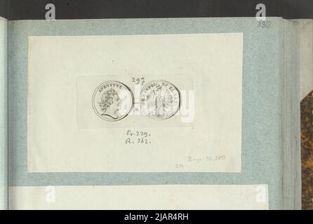 Das Bild von August II Wettyns Medaille zur Rückkehr auf den polnischen Thron, n.a. [1709], in: Sammleralbum: Figuren polnischer Medaillen zum Werk von X.B. Albertrande: Polnische Geschichte mit zertifizierten Medaillen. Erstellt von Prinz Henryk Lubomirski 1822 1830 geordnet nach der Liste der polnischen Medaillen von Feliks Bentkowski 1832 (Pos. 214) unbekannt, Geiger, Andreas (1765 1856) Stockfoto