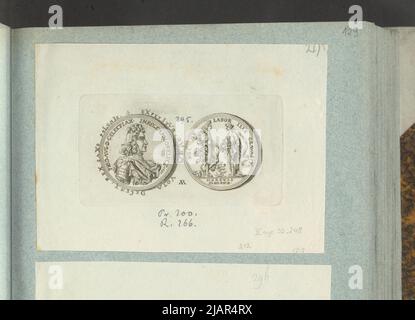 Das Bild der Wahlmedaille August II Wettyn von 1697, in: Sammleralbum: Figuren polnischer Medaillen zum Werk von X.B. Albertrande: Polnische Geschichte mit zertifizierten Medaillen. Erstellt von Prinz Henryk Lubomirski 1822 1830 geordnet nach der Liste der polnischen Medaillen von Feliks Bentkowski 1832 (Pos. 212) Unbekannt, Hautsch, Georg (1659 1745), Geiger, Andreas (1765 1856) Stockfoto
