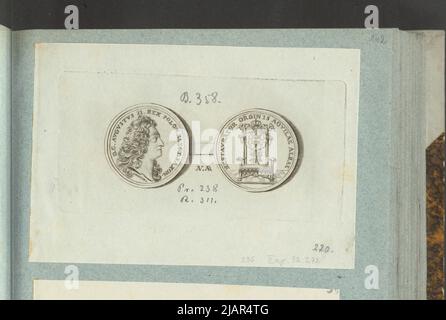 Das Bild der Medaille von August II Wettyn, die anlässlich der Einführung des Ordens des Weißen Adlers gebrochen wurde, nicht. [Vor 1718], in: Sammleralbum: Figuren polnischer Medaillen zum Werk von X.B. Albertrande: Polnische Geschichte mit zertifizierten Medaillen. Erstellt von Prinz Henryk Lubomirski 1822 1830 geordnet nach der Liste der polnischen Medaillen von Feliks Bentkowski 1832 (Pos. 236) Groskurt, Heinrich Paul (1675 1751), unbekannt, Geiger, Andreas (1765 1856) Stockfoto