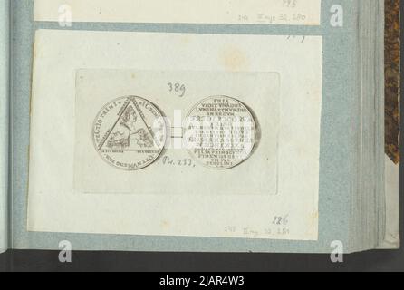 Das Bild der Medaille von August II Wettyn aus dem Jahr 1709, über den Bund von drei Fryderyk und die Geburt der preußischen Prinzessin Friedrich Zofia Wilhelmina, in: Sammleralbum: Figuren der polnischen Medaillen zu arbeiten X.B. Albertrande: Polnische Geschichte mit zertifizierten Medaillen. Erstellt von Prinz Henryk Lubomirski 1822 1830 geordnet nach der Liste der polnischen Medaillen von Feliks Bentkowski 1832 (Pos. 245) unbekannt, Geiger, Andreas (1765 1856), Wermuth, Christian (1661 1739) Stockfoto
