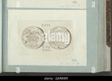 Das Bild der Medaille von 1720 bis zur Geburt von Fryderyk August III, Enkel August II Wettyn, in: Sammleralbum: Figuren polnischer Medaillen zum Werk von X.B. Albertrande: Polnische Geschichte mit zertifizierten Medaillen. Erstellt von Prinz Henryk Lubomirski 1822 1830 geordnet nach der Liste der polnischen Medaillen von Feliks Bentkowski 1832 (Pos. 261) unbekannt, Geiger, Andreas (1765 1856) Stockfoto