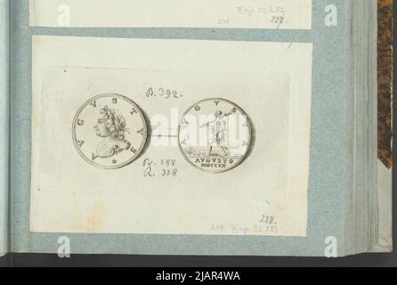 Das Bild der Medaille von August II Wettyn aus dem Jahr 1709, um auf den polnischen Thron zurückzukehren, in: Sammleralbum: Figuren der polnischen Medaillen zum Werk von X.B. Albertrande: Polnische Geschichte mit zertifizierten Medaillen. Erstellt von Prinz Henryk Lubomirski 1822 1830 geordnet nach der Liste der polnischen Medaillen von Feliks Bentkowski 1832 (Pos. 247) unbekannt, Geiger, Andreas (1765 1856), Wermuth, Christian (1661 1739) Stockfoto