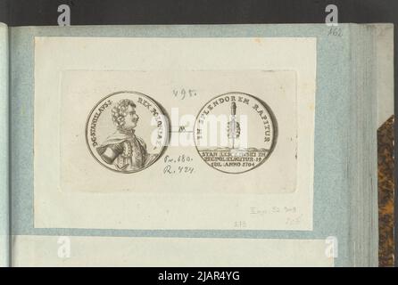Das Bild der Wahlmedaille von Stanisław Leszczyński aus dem Jahr 1704, in: Sammleralbum: Figuren polnischer Medaillen zum Werk von X.B. Albertrande: Polnische Geschichte mit zertifizierten Medaillen. Erstellt von Prinz Henryk Lubomirski 1822 1830 geordnet nach der Liste der polnischen Medaillen von Feliks Bentkowski 1832 (Pos. 273) unbekannt, Geiger, Andreas (1765 1856) Stockfoto