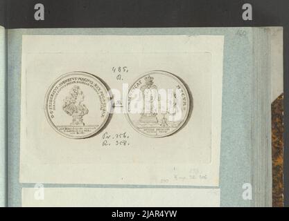 Das Bild der posthumen Medaille August II Wettyn von 1733, in: Sammleralbum: Figuren polnischer Medaillen zum Werk von X.B. Albertrande: Polnische Geschichte mit zertifizierten Medaillen. Erstellt von Prinz Henryk Lubomirski 1822 1830 geordnet nach der Liste der polnischen Medaillen von Feliks Bentkowski 1832 (Pos. 270) unbekannt, Geiger, Andreas (1765 1856), Groskurt, Heinrich Paul (1675 1751) Stockfoto
