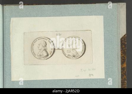 Bild der Medaille von Friedrich August und Wettyn aus dem Jahr 1807, anlässlich des Aufenthalts Napoleons in Dresden und der Gründung des Herzogtums Warschau, in: Sammleralbum: Figuren polnischer Medaillen zum Werk von X.B. Albertrande: Polnische Geschichte mit zertifizierten Medaillen. Erstellt von Prinz Henryk Lubomirski 1822 1830 geordnet nach der Liste der polnischen Medaillen von Feliks Bentkowski 1832 (Pos. 420) unbekannt, Geiger, Andreas (1765 1856), Abramson, Abraham (1754 1811) Stockfoto