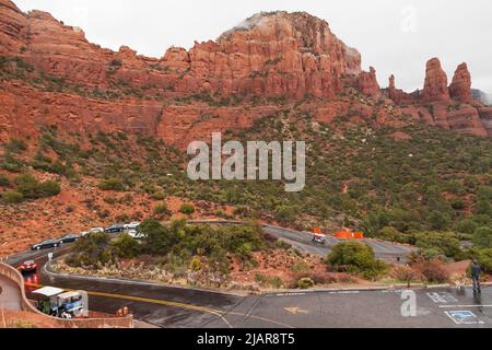 Eintrittsweg zur Kapelle des Heiligen Kreuzes, Sedona, Arizona, USA Stockfoto