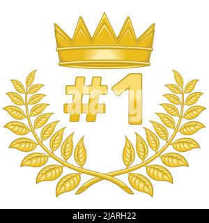 Lorbeerkranz-Vektor-Design mit königlicher Krone, Kronen zu Preisträgern Stock Vektor