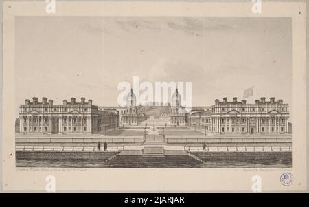 Blick auf das Old Royal Naval College in Greenwich (ehemaliges Royal Hospital of Seamen). Fabian, William, Werk: Warrington & Co Stockfoto