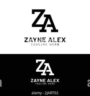 Z A ZA AZ Letter Monogram Initial Logo Design Template. Geeignet für General Sports Fitness Construction Finance Company Business Corporate Shop Stock Vektor