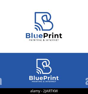 Buchstabe Monogramm Initial B mit WiFi-Symbol und Papier Logo Design-Vorlage. Geeignet für General Technology Internet WiFi Printing Provider Business Stock Vektor