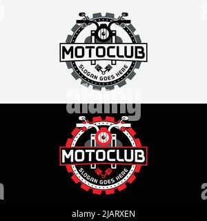 Design-Vorlage für Motorrad-Chopper mit Getriebelogo. Passend für Motorrad Biker Shop Werkstatt Club Organisation Business Brand Company im Retro HIPST Stock Vektor