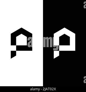 Letter Monogram Initial P House Logo Design Template. Geeignet für Immobilien Immobilien Immobilienmakler Immobilien Hypothek Bau Entwicklung Ma Stock Vektor