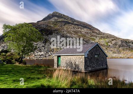 Llyn Ogwen Boathouse, Snowdonia National Park Stockfoto