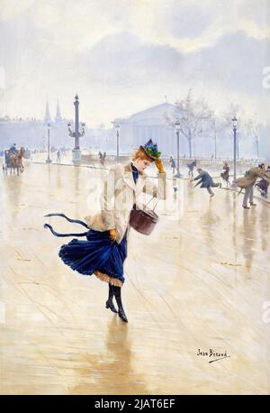 Jean Beraud, Windy Day, Place de la Concorde, Ölgemälde auf Tafel, um 1890 Stockfoto