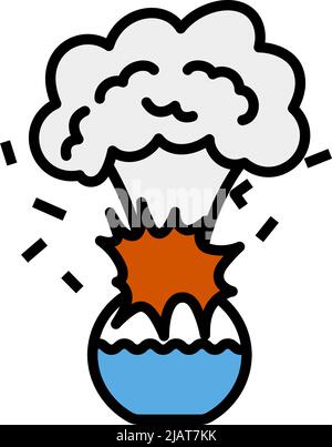 Symbol Explosion Der Chemie-Flasche. Editierbare Fettformatier Umriss Mit Farbfülldesign. Vektorgrafik. Stock Vektor