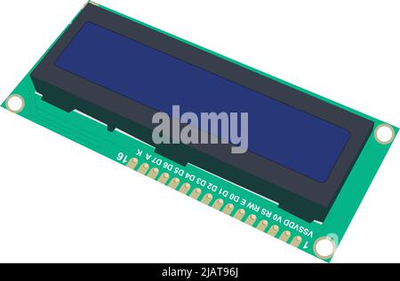 Modul Blaues grünes Display 16 x 2 Zeichen LCD-Display Modul Controller Blaues Schwarzlicht Stock Vektor