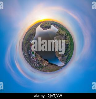 Zusammenfluss der Flüsse Iset und Kamenka in der Stadt Kamensk-Uralskiy. Die Flüsse ISET und Kamenka, Kamensk-Uralskiy, Swerdlowsk, Uralgebirge, Stockfoto