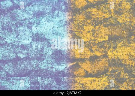 Gelbe und blaue Oberfläche mit Marmorstruktur zum Einfügen von Text und Dekor Stockfoto