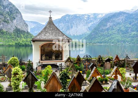 Schöner Friedhof, Hallstatt Oberösterreich Stockfoto
