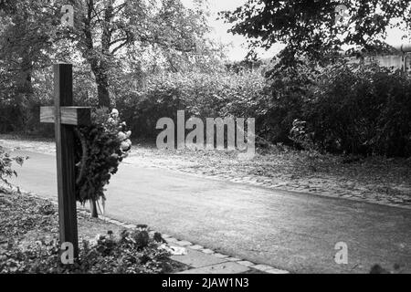 Die DDR-Grenze bei Staaken zwischen Ost- und West-Berlin im Jahr 1979 Stockfoto