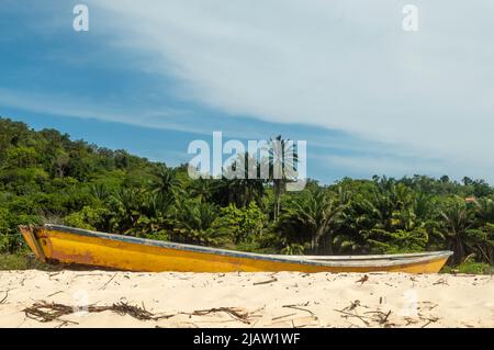 Strandlandschaft mit einem Boot Stockfoto