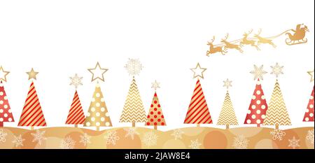 Weihnachten Abstrakt Nahtlose Wald Hintergrundillustration Mit Text Raum. Vektorgrafik. Horizontal Wiederholbar. Stock Vektor