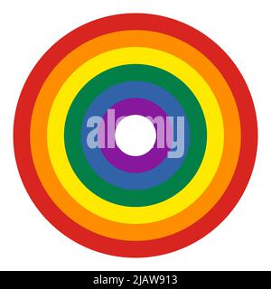 Runde Pride-Flagge Regenbogen-Symbol isoliert auf weißem Hintergrund. LGBT-Zielsymbol. Vektorgrafik Stock Vektor