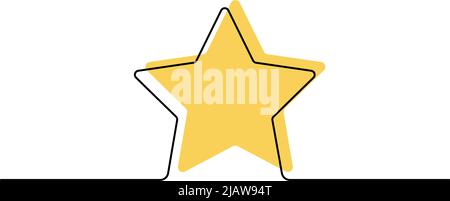 Stern Form schwarze Linie Symbol für Kunden gute Bewertung Vektor Illustration. Kontinuierliches linear mit gelber Farbe, Design für Online-Feedback zum Produkt, j Stock Vektor