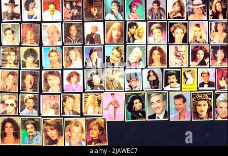 Viele türkische Kaugummieinlagen.1980s - 1990s. Stockfoto