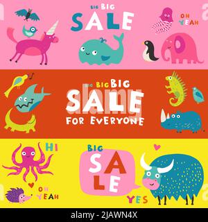 Beste Kinder Alphabete abc Bücher Lernhilfen 3 bunte horizontale Verkauf Werbebanner Set isoliert Vektor Illustration Stock Vektor