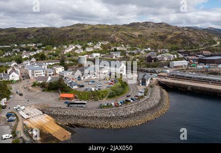 Luftaufnahme des Kyle of Lochalsh, Ross, Skye and Lochaber Distrikts, Schottland, Vereinigtes Königreich. Stockfoto