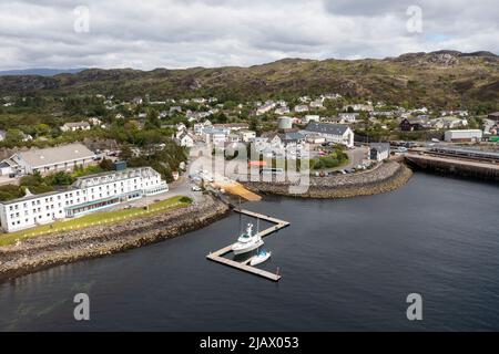 Luftaufnahme des Kyle of Lochalsh, Ross, Skye and Lochaber Distrikts, Schottland, Vereinigtes Königreich. Stockfoto