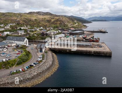 Luftaufnahme des Kyle of Lochalsh, Ross, Skye and Lochaber Distrikts, Schottland, Vereinigtes Königreich. Stockfoto