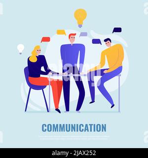 Teamwork-Konzept mit Menschen Brainstorming und Austausch von Ideen flache Vektor-Illustration Stock Vektor