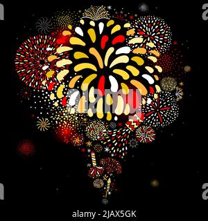 Festliche bunte radiale Feuerwerk Explosion funkelnden Muster auf schwarzem Hintergrund Feiertag Feier Party abstrakt Vektor Illustration Stock Vektor