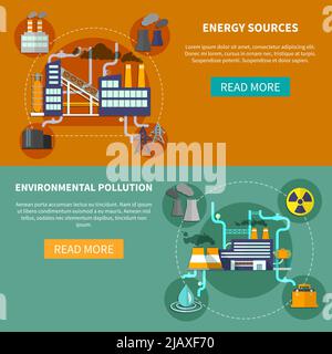 Industry set horizontal Banner Website Design abstrakt isoliert Vektor Illustration Stock Vektor