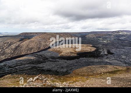 Der Vulkan Geldingadalir südlich von Reykjavik in Island brach 2021 aus Stockfoto