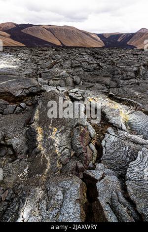 Der Vulkan Geldingadalir südlich von Reykjavik in Island brach 2021 aus Stockfoto