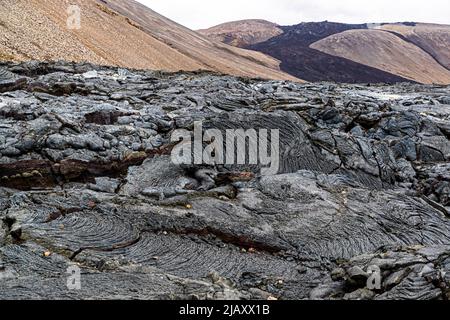 Der Vulkan Geldingadalir südlich von Reykjavik in Island brach 2021 aus Stockfoto