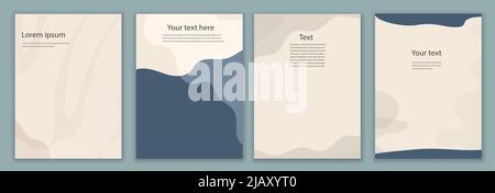 Set Poster Copy Space.Kreative moderne Layout-Vorlage in minimalistischem Stil mit geschwungenen Formen gesetzt. Hintergründe Broschürenumschläge oder Webseiten Stock Vektor