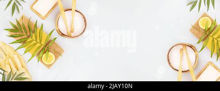 Umweltfreundliches Banner für die Hausreinigung mit Naturprodukten Stockfoto