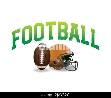 Eine Illustration mit American Football Ball, Helm und Wortkunst auf Weiß. Vector EPS 10 erhältlich. Stock Vektor