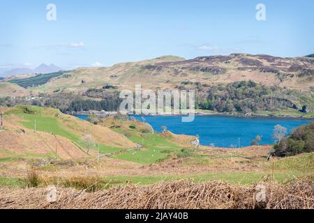 Das schottische Festland bei Oban von Kerrera über den Sound of Kerrera Stockfoto