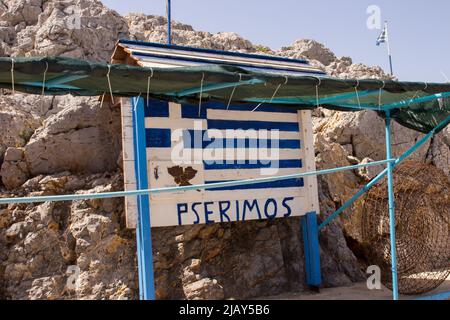 Pserimos ist eine kleine griechische Insel in der Ägäis. Stockfoto