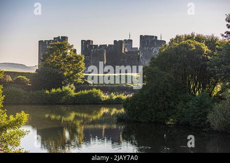 Das mittelalterliche Schloss von Caerphilly, South Wales, Großbritannien. Bitte Kredit: Phillip Roberts Stockfoto