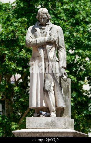 Statue von Joseph Marie Jacquard, Erfinder des Webstuhls, Croix-Rousse-Platz, Bezirk Croix-Rousse, Lyon, Rhone-Alpen Auvergne, Mittel- Und Ostfrankreich Stockfoto