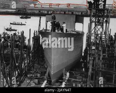 Die neueste Ergänzung zur Royal Australian Navy, Eine neue Einheit, die heute auf einer Werft in N.S.W. eingeführt wurde 16. April 1941. Stockfoto