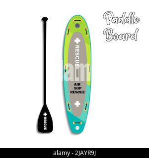 Paddle Board farbig mit Paddle-Vektor Stock Vektor