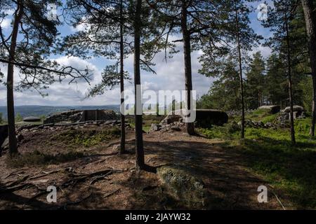 Sarpsborg, Norwegen - 20. Mai 2022: Die Festung Ravneberget liegt nördlich von Sarpsborg und ist zusammen mit Greaker for Teil der Festung Sarpsborg Stockfoto